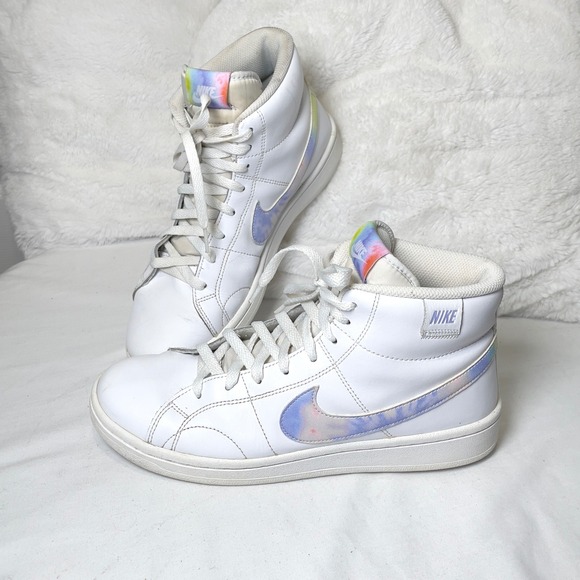 Nike Court Vision Alta White Multi Tie Dye High Top Sneakers - 9.5 - Picture 1 of 9